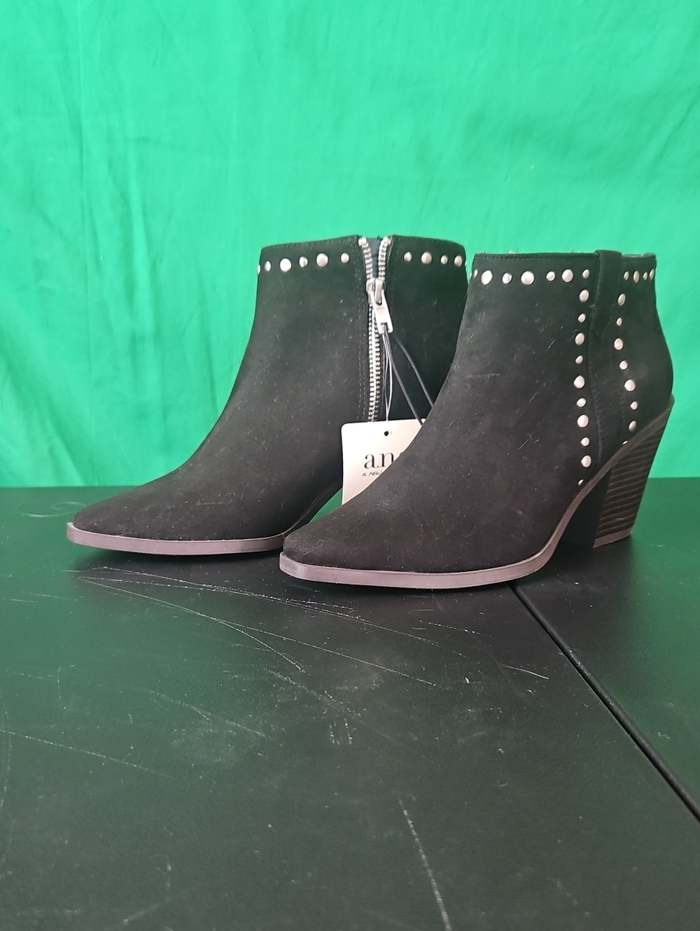 booties black suede with stud details - Women
